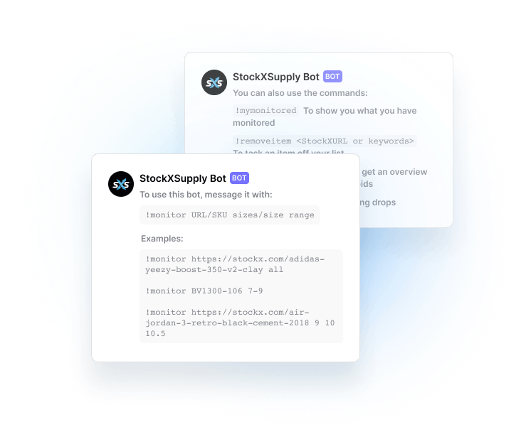 Discord bot command screenshots